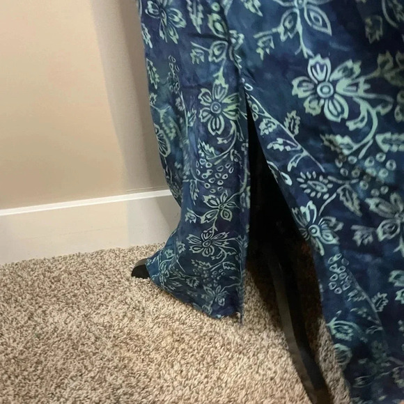 Soft Surroundings Green and Blue Floral Print Cold Shoulder Maxi Dress - Picture 7 of 15